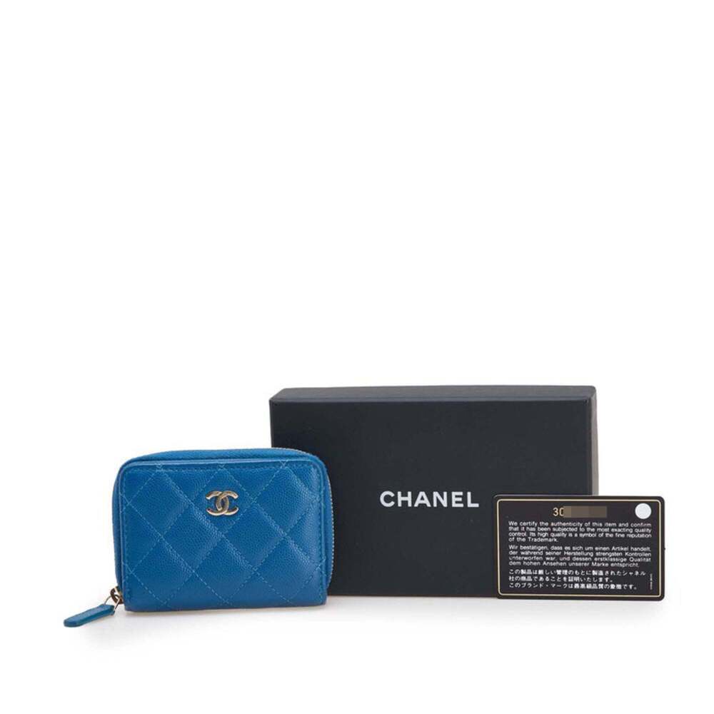 CHANEL Blue Caviar Leather Logo Wallet - Picture 10 of 10